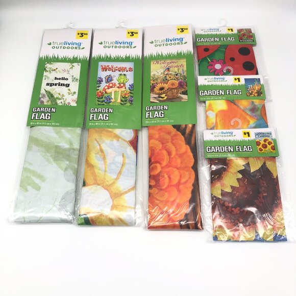true living outdoors (3) 28x40" (3) 12.5x18" Outdoor Garden Flags NEW - Picture 1 of 4
